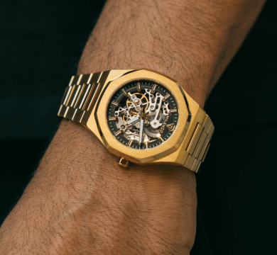 Luxe heren horloge goud skeleton